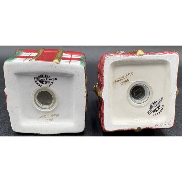 Fitz and Floyd Christmas Salt & Pepper Shakers Holiday Gift Giving Ceramic EUC - Picture 6 of 8